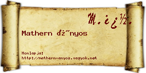 Mathern Ányos névjegykártya
